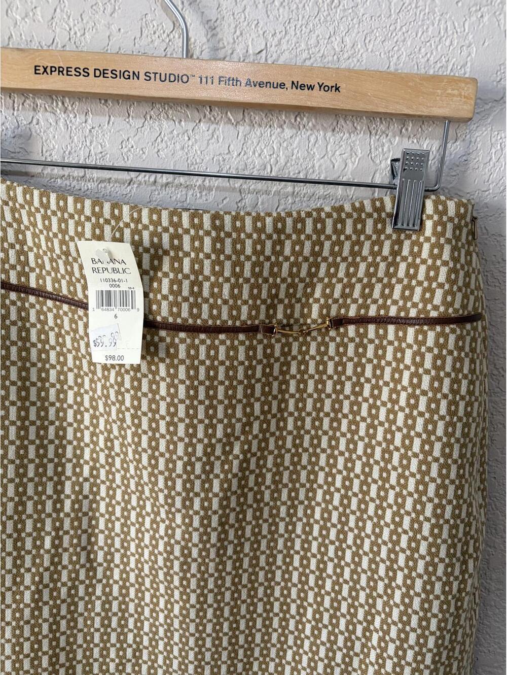 VTG '01 NWT Banana Republic 100% Wool Skirt Horse Bit Geometric Sz 6 Equestrian